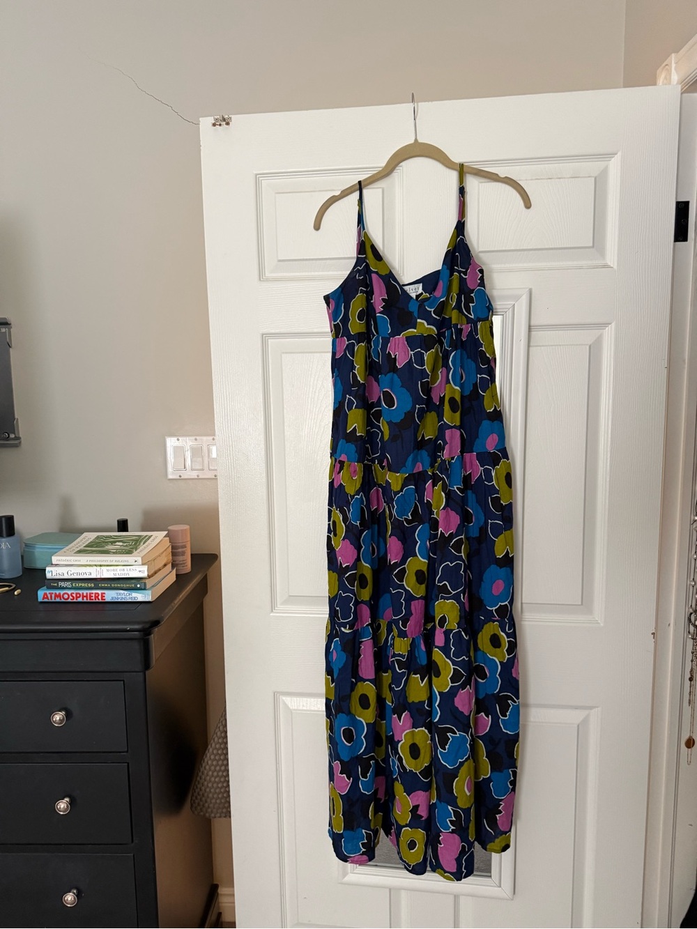 Velvet by Graham & Spencer Navy Floral Maxi Dress with Pink & Olive Accents